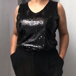 NWT  Calvin Klein sequin top, size Large, color Black.